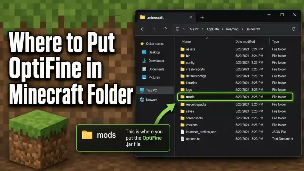 Where to Put OptiFine in Minecraft Folder