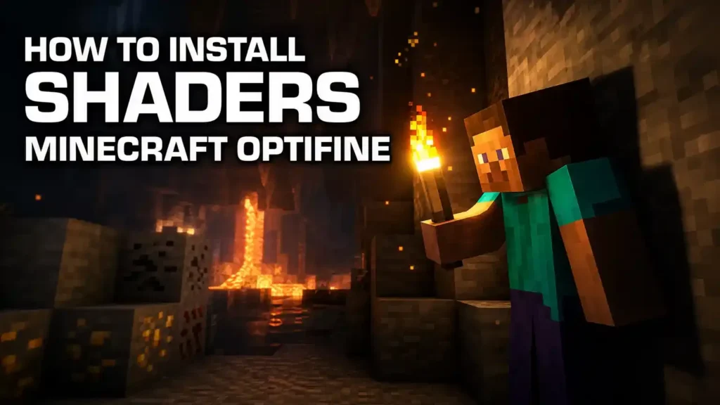 Minecraft vanilla graphics compared with shader enhanced graphics using OptiFine