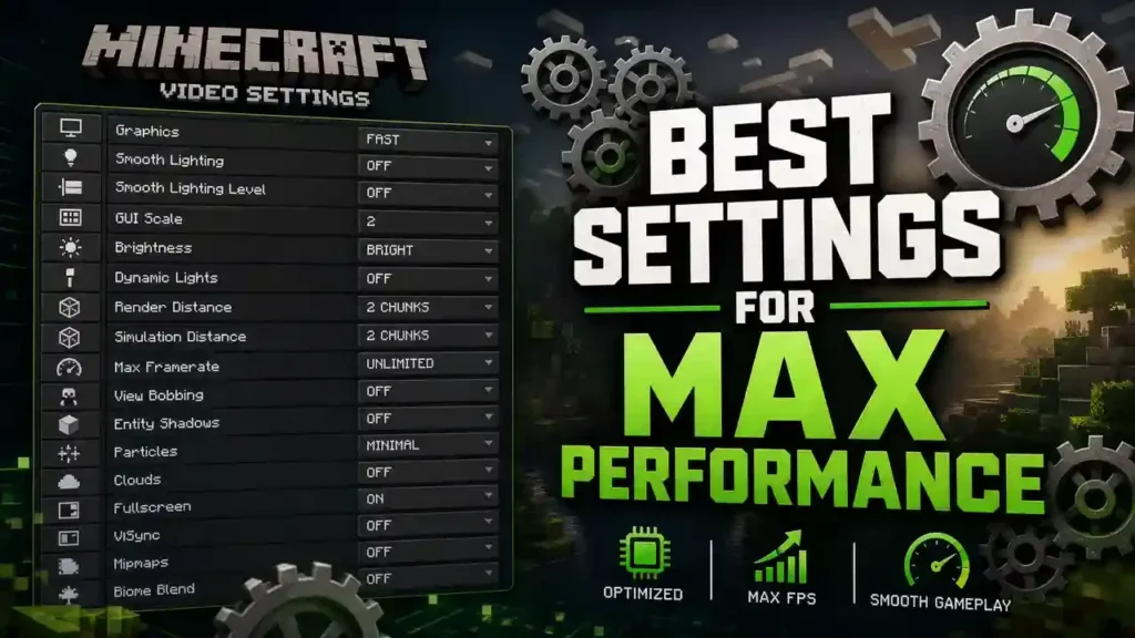 Minecraft OptiFine 1.15 best video settings for maximum performance.