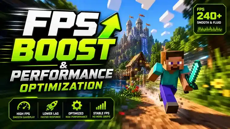 Minecraft OptiFine 1.16 FPS boost and performance optimization with smooth gameplay.