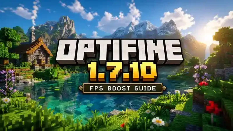  A cinematic Minecraft landscape featuring enhanced graphics and shaders via OptiFine 1.7.10.