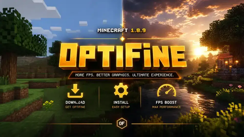 Minecraft OptiFine 1.8.9 download and installation guide with FPS boost, enhanced graphics, and performance optimization
