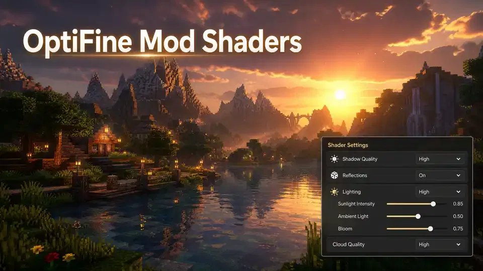 OptiFine mod shaders with enhanced Minecraft lighting and shadows