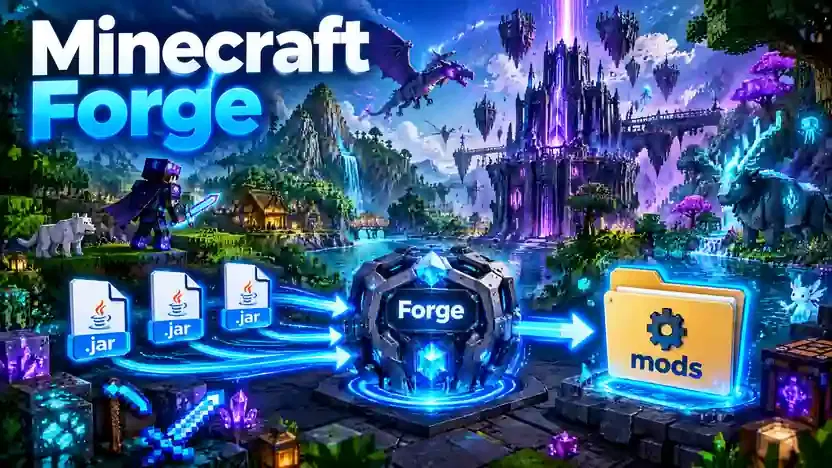 Minecraft Forge mods and modpacks running in Minecraft Java Edition