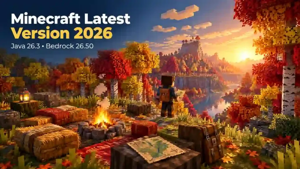 Minecraft latest version 2026 showing Java 26.3 and Bedrock 26.50