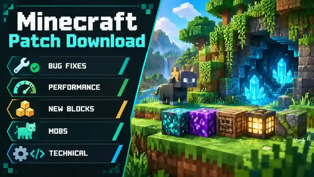 Minecraft patch notes showing updates and bug fixes
