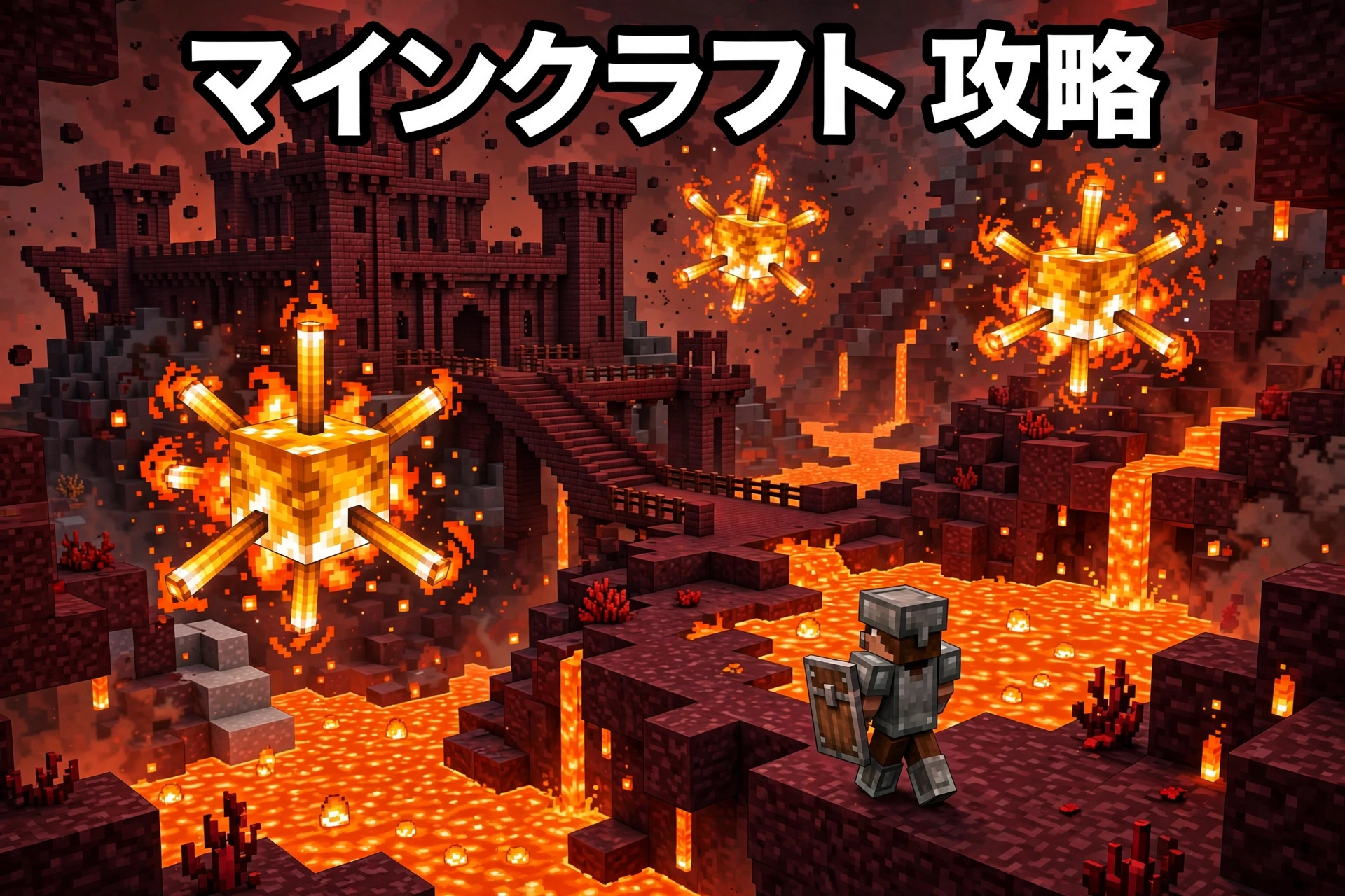 マインクラフト ネザー要塞の攻略|ブレイズの倒し方