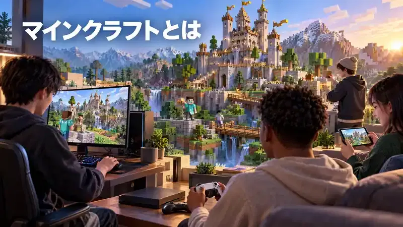 マインクラフト Java版と統合版で友達と遊ぶイメージ