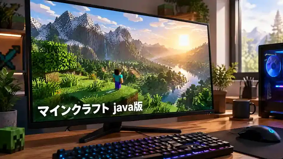 PCでマインクラフト Java版をプレイしている画面