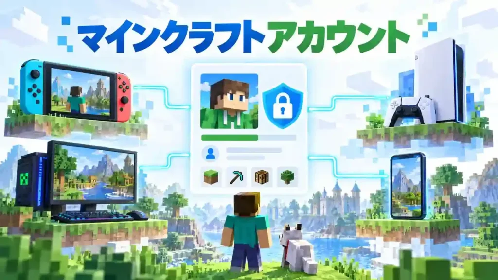 マインクラフトアカウントの作成・ログイン・連携を示すイメージ