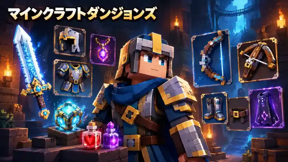 マインクラフトダンジョンズの武器防具とエンチャント装備