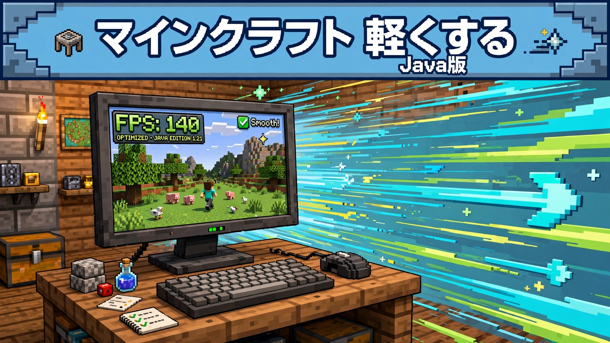 マインクラフト 軽くする:Java版の軽量化とPC設定のイメージ