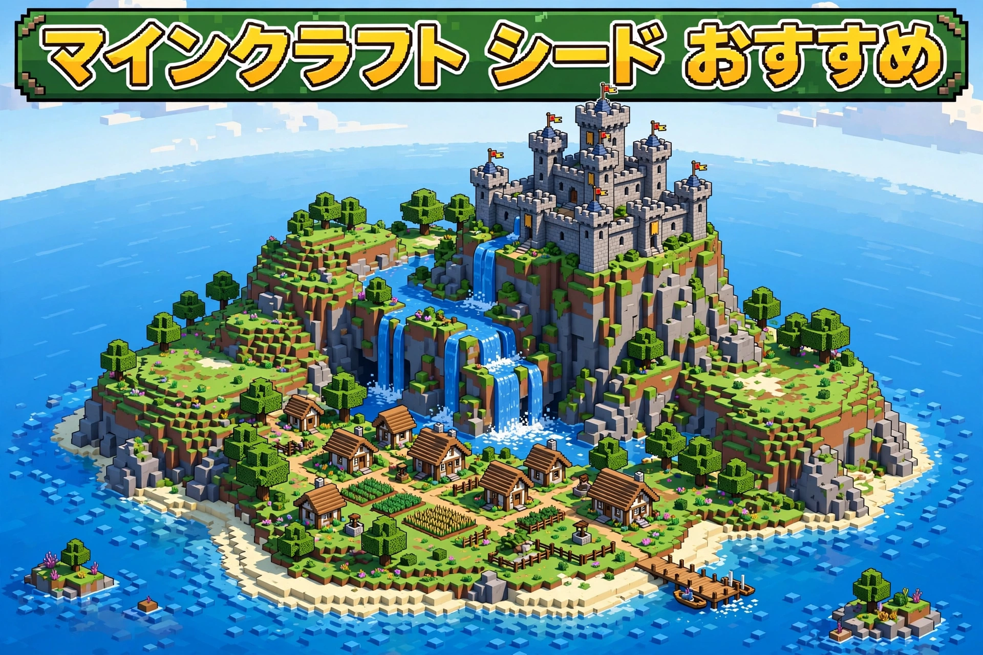 マインクラフト シード おすすめ：建築に最適な島シードのイメージ