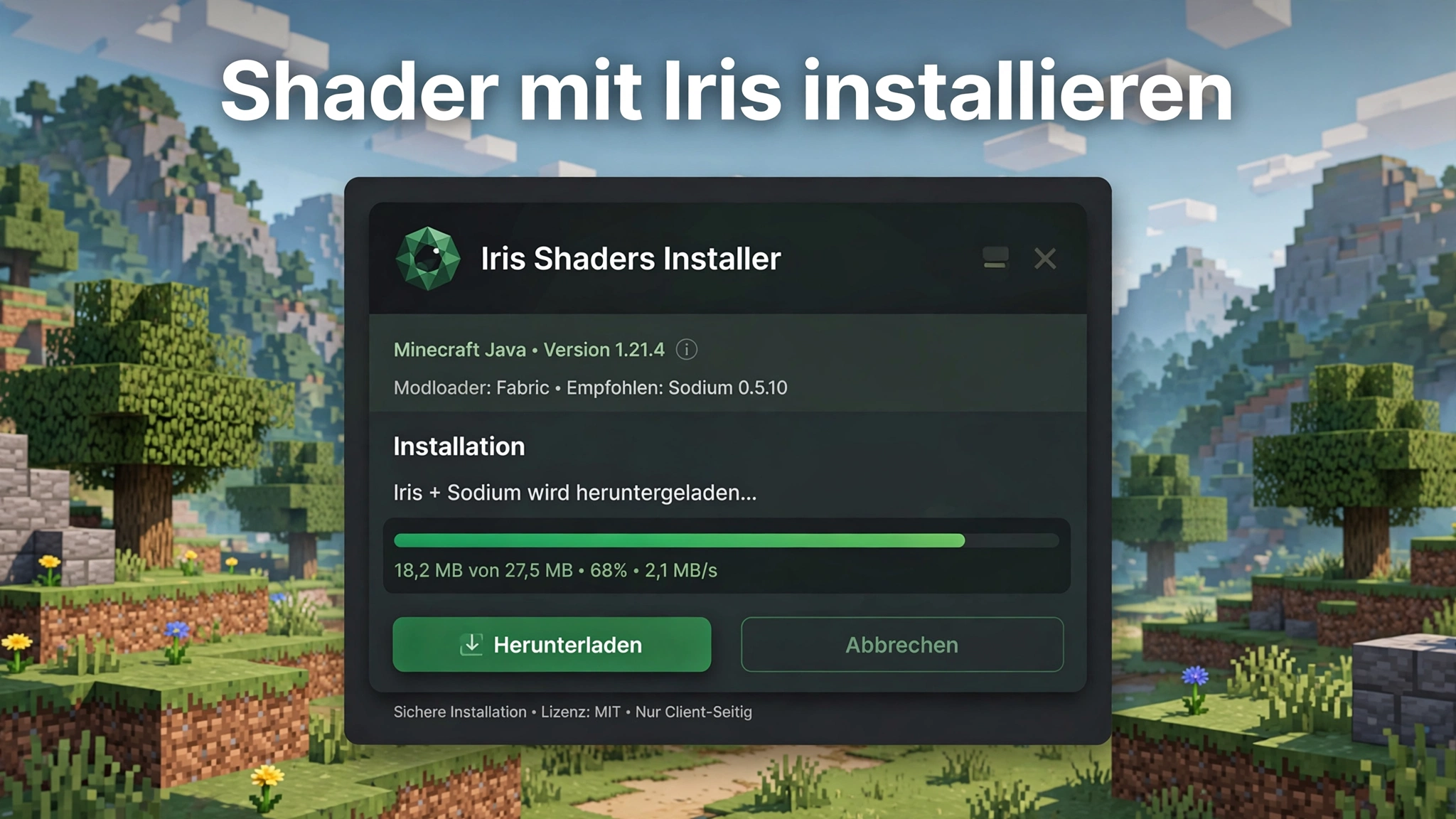 Minecraft Shader installieren mit Iris – Iris Shaders Installer für Minecraft Java