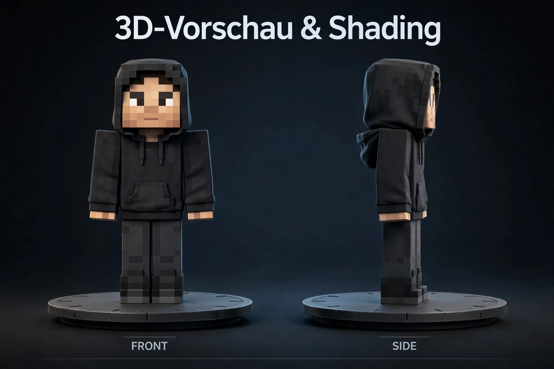 Minecraft Skins erstellen – 3D-Vorschau und Shading am Hoodie-Skin