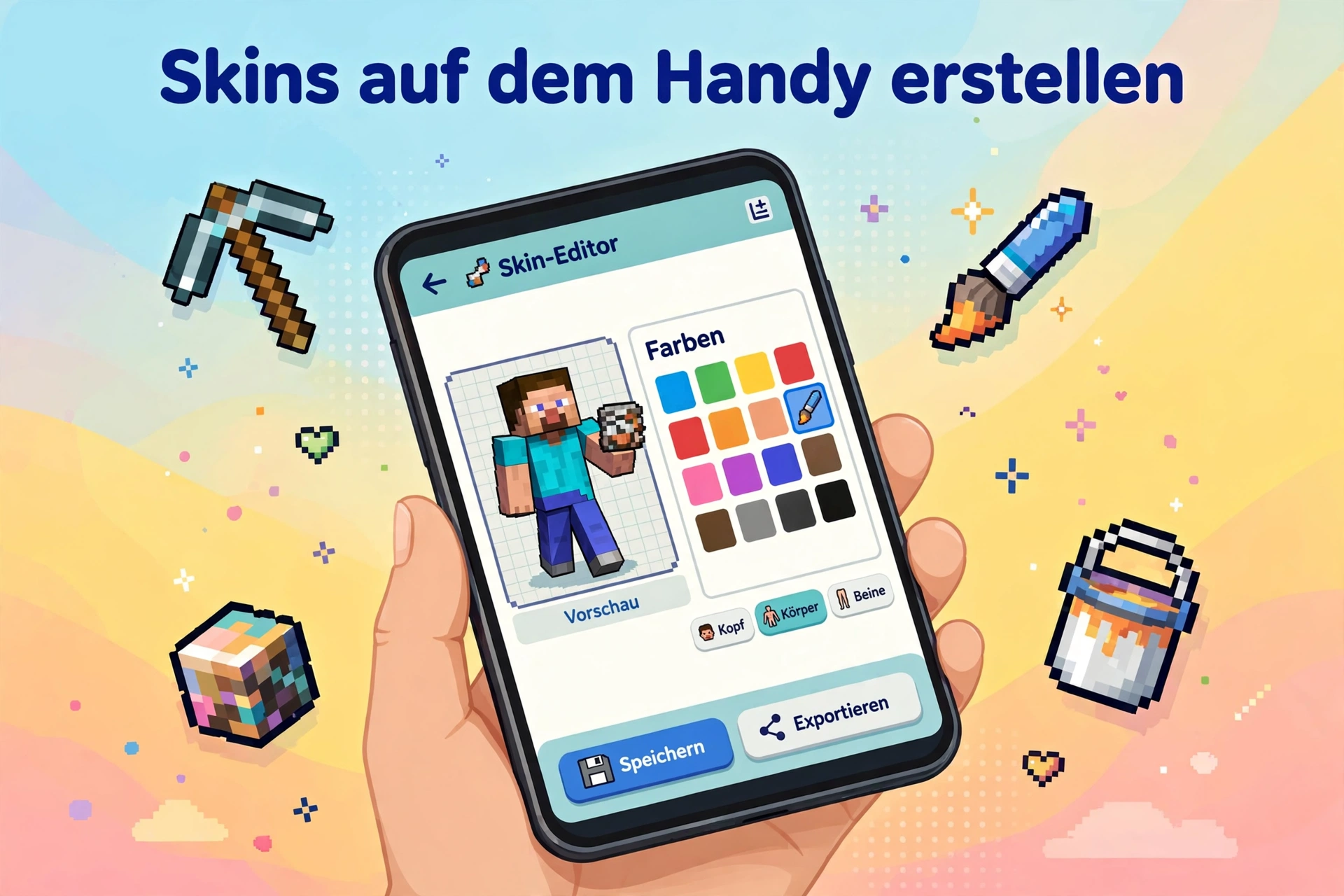 Minecraft Skins erstellen auf dem Handy – Skin Editor App mit Touch-Steuerung