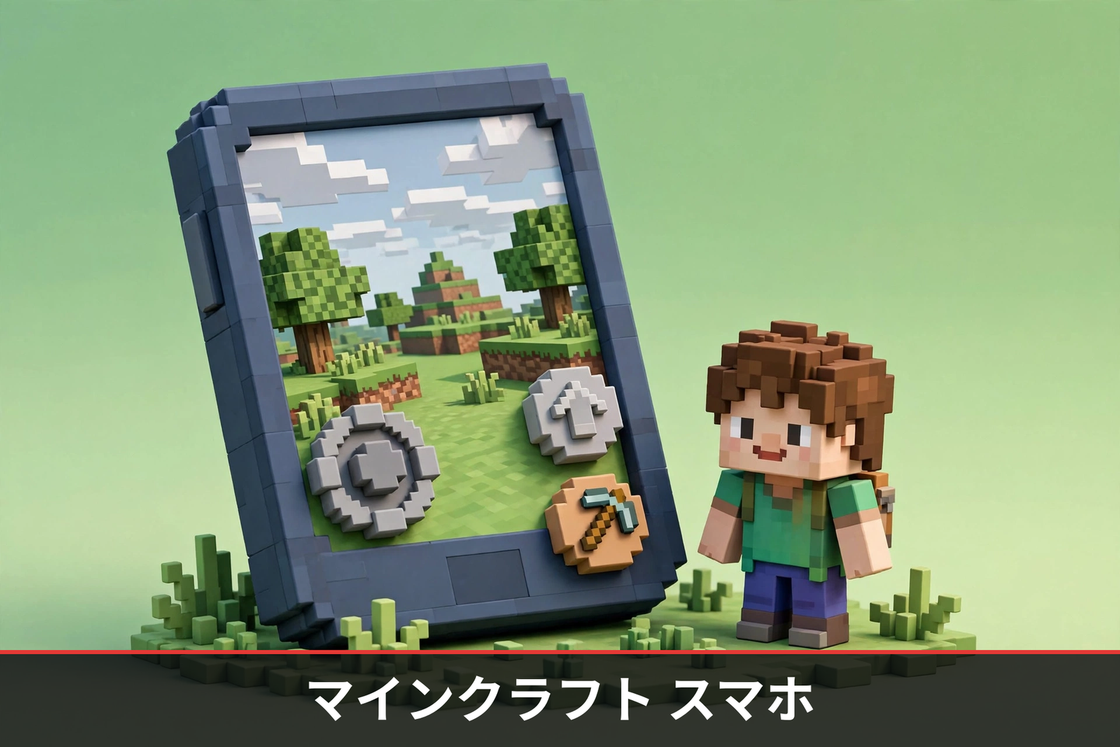 マインクラフト スマホのタッチ操作イメージ:仮想スティックとアクションボタン