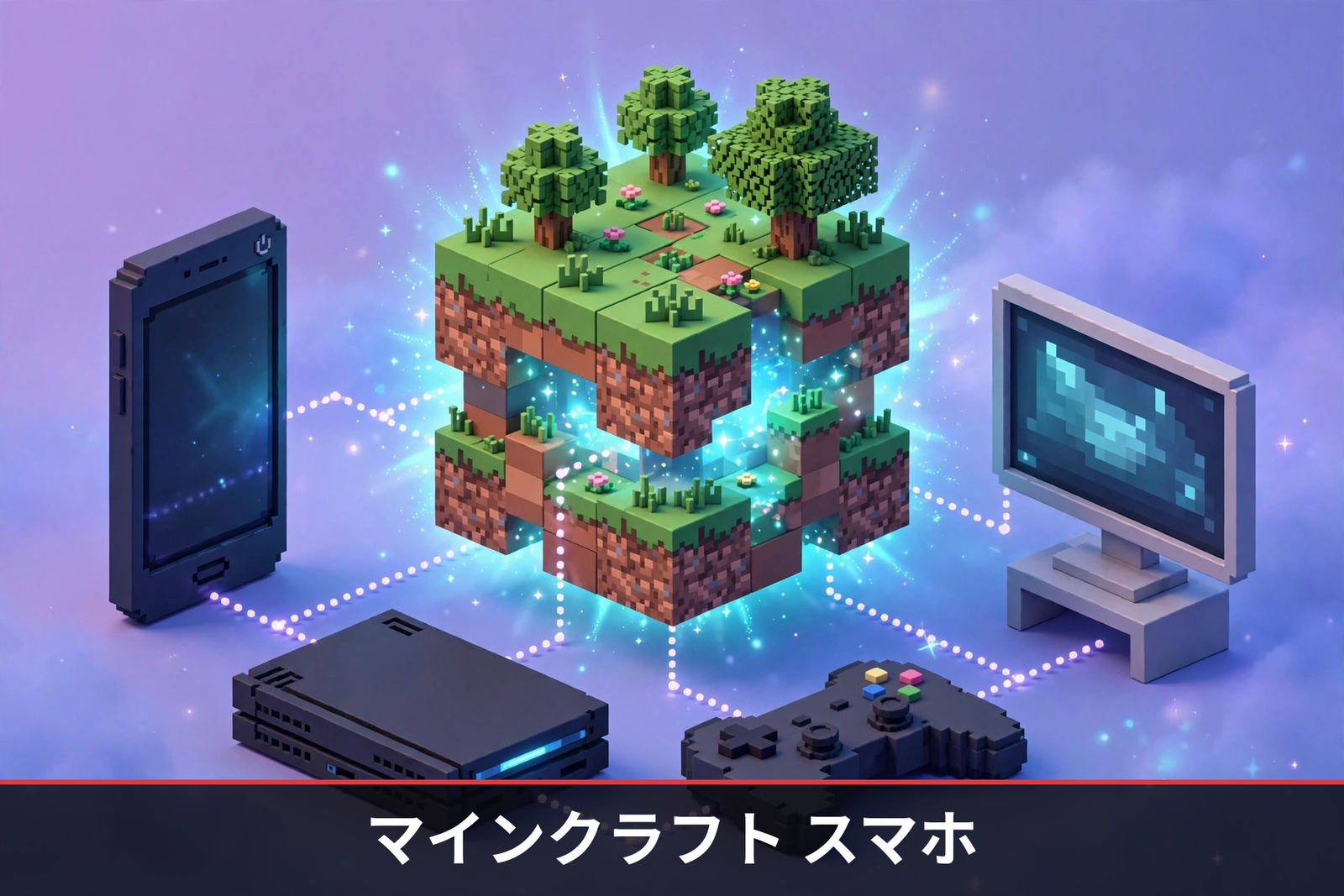 マインクラフト スマホとPC・ゲーム機をつなぐクロスプレイのボクセルアート