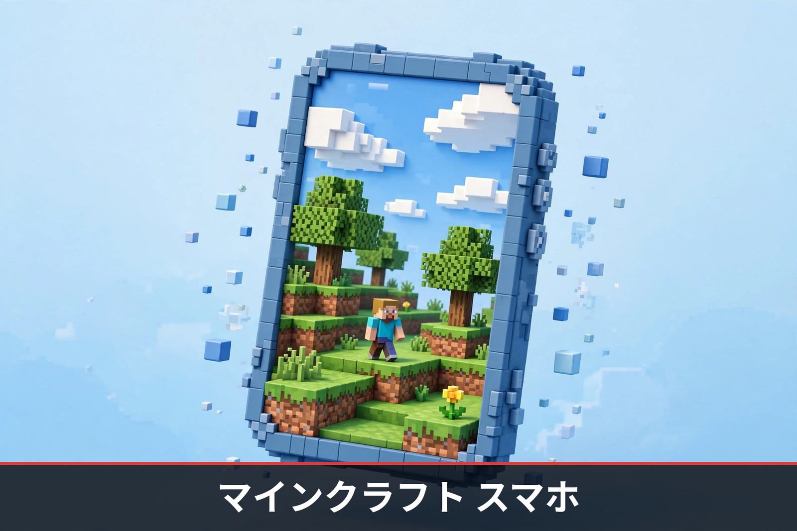 マインクラフト スマホ版のボクセルアート:スマホに映るマインクラフトの世界
