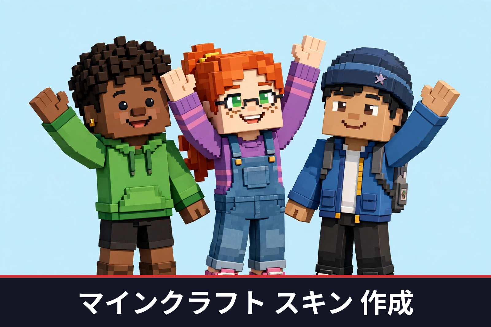 マインクラフト スキン 作成例:個性的なスキンのキャラクターたち